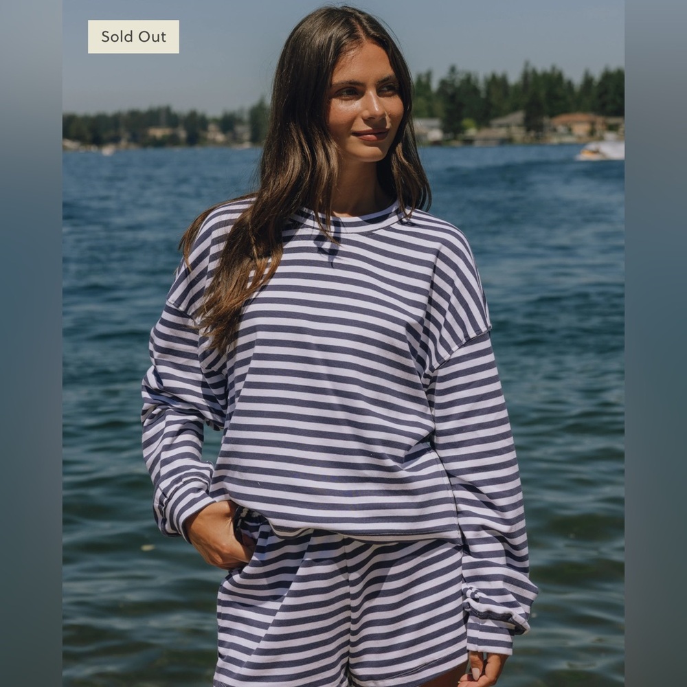 DAILY DRILLS Navy Stripe Long Sleeve